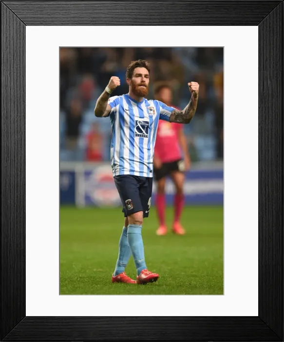 Framed Print : Romain Vincelot's Triumphant Moment: Coventry City's Sky Bet League One Victory over Peterborough United Framed Print : Romain Vincelot's Triumphant Moment: Coventry City's Sky Bet League One Victory over Peterborough United
