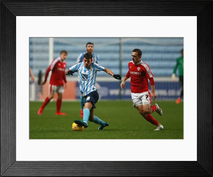 Framed Print : Clash at Ricoh Arena: Ruben Lameiras vs Josh Scowen - Sky Bet League One Showdown Framed Print : Clash at Ricoh Arena: Ruben Lameiras vs Josh Scowen - Sky Bet League One Showdown