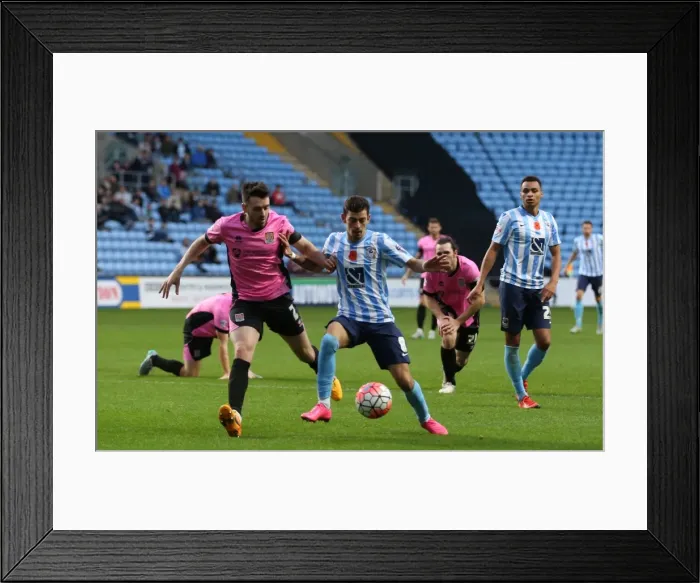 Framed Print : Intense Rivalry: Lameiras vs Moloney in Coventry City's FA Cup Clash Framed Print : Intense Rivalry: Lameiras vs Moloney in Coventry City's FA Cup Clash