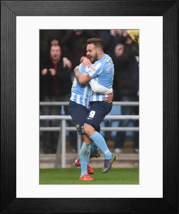 Framed Print : Coventry City: Murphy and Armstrong Celebrate Goal in Sky Bet League One Victory over Gillingham Framed Print : Coventry City: Murphy and Armstrong Celebrate Goal in Sky Bet League One Victory over Gillingham