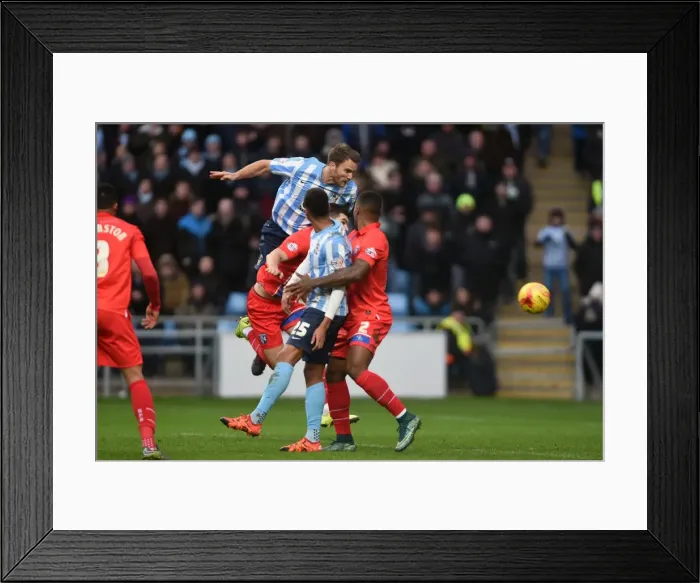 Framed Print : Ben Turner Scores Coventry City's Second Goal vs. Gillingham (Sky Bet League One) Framed Print : Ben Turner Scores Coventry City's Second Goal vs. Gillingham (Sky Bet League One)