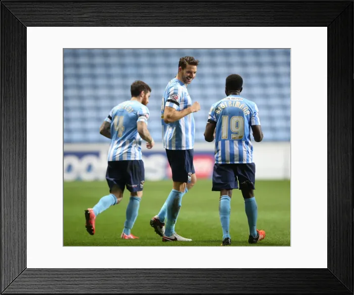 Framed Print : Aaron Martin Scores the Opener: Coventry City's Triumph in Sky Bet League One against Oldham Town at Ricoh Arena