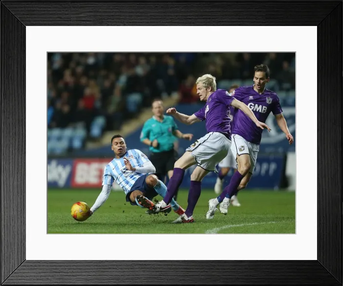 Framed Print : Jacob Murphy Booked: Coventry City vs Port Vale - Sky Bet League One Clash at Ricoh Arena