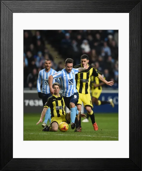 Framed Print : Coventry City vs Burton Albion: Shane Cansdell-Sherriff Fouls Adam Armstrong (Sky Bet League One)