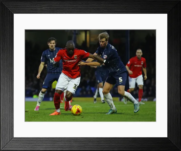 Framed Print : Fortune vs Thompson: A Sky Bet League One Rivalry - Coventry City's Marc-Antoine Fortune Clashes with Southend United's Adam Thompson Framed Print : Fortune vs Thompson: A Sky Bet League One Rivalry - Coventry City's Marc-Antoine Fortune Clashes with Southend United's Adam Thompson