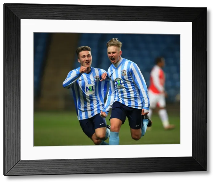 Framed Print : Jak Hickman Scores First Goal: Coventry City Stuns Arsenal in FA Youth Cup Fifth Round at Ricoh Arena Framed Print : Jak Hickman Scores First Goal: Coventry City Stuns Arsenal in FA Youth Cup Fifth Round at Ricoh Arena