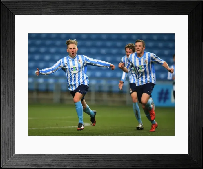 Framed Print : Jak Hickman Scores First Goal: Coventry City's FA Youth Cup Upset Against Arsenal at Ricoh Arena Framed Print : Jak Hickman Scores First Goal: Coventry City's FA Youth Cup Upset Against Arsenal at Ricoh Arena