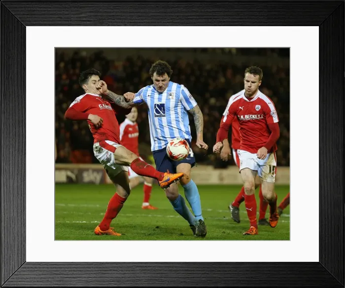 Framed Print : Intense Rivalry: Williams vs. Henderson - Barnsley vs. Coventry City Football Match, Sky Bet League One
