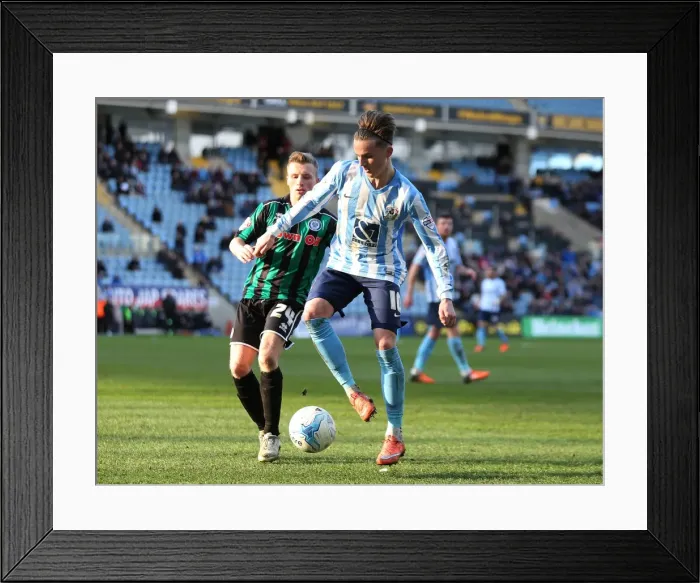 Framed Print : Battle for the Ball: Maddison vs. Allen in Coventry City's Sky Bet League One Clash Framed Print : Battle for the Ball: Maddison vs. Allen in Coventry City's Sky Bet League One Clash