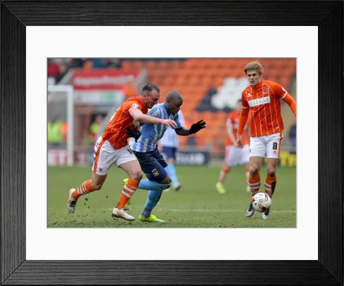 Framed Print : Battle on Bloomfield Road: Fortune vs. Aldred - Coventry City vs. Blackpool, Sky Bet League One Framed Print : Battle on Bloomfield Road: Fortune vs. Aldred - Coventry City vs. Blackpool, Sky Bet League One