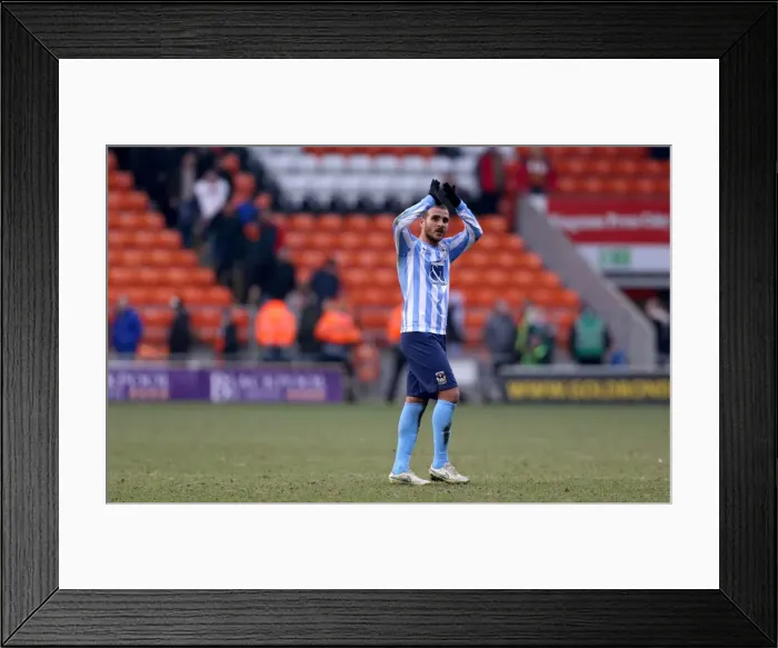 Framed Print : Marcus Tudgay's Victory Salute: Coventry City's Triumph at Blackpool (Sky Bet League One) Framed Print : Marcus Tudgay's Victory Salute: Coventry City's Triumph at Blackpool (Sky Bet League One)
