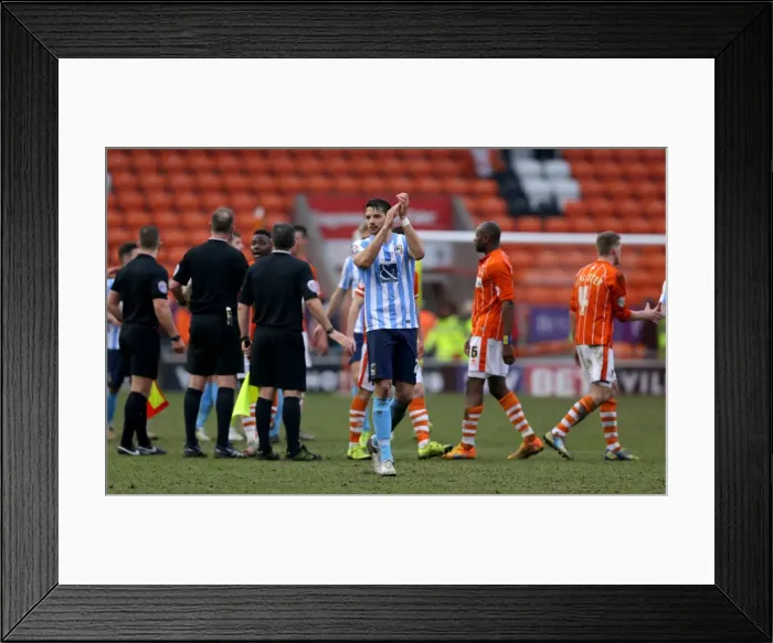 Framed Print : Coventry City's Aaron Martin Celebrates League One Victory with Fans at Blackpool Framed Print : Coventry City's Aaron Martin Celebrates League One Victory with Fans at Blackpool
