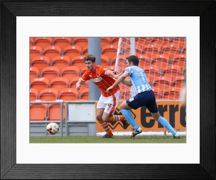 Framed Print : Battle for the Ball: Higham vs. Ricketts in Sky Bet League One Clash between Blackpool and Coventry City (2015-16) Framed Print : Battle for the Ball: Higham vs. Ricketts in Sky Bet League One Clash between Blackpool and Coventry City (2015-16)