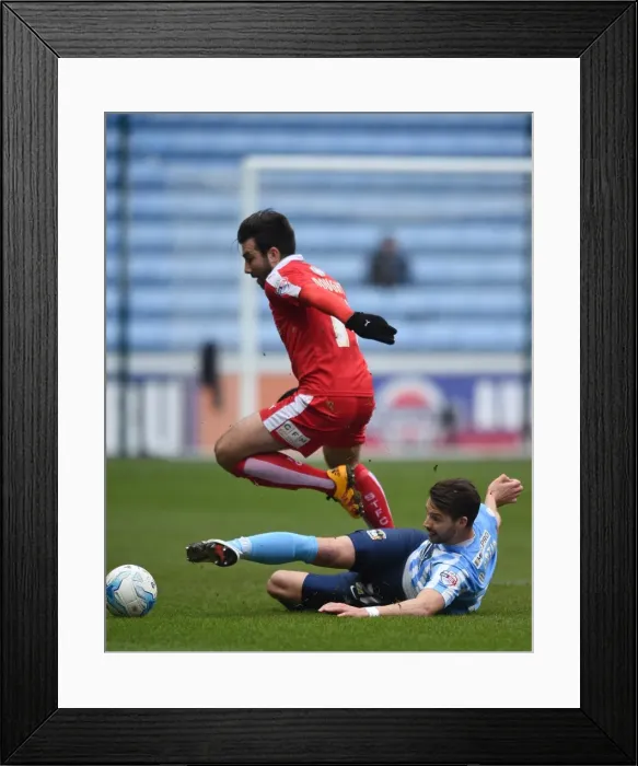 Framed Print : Coventry City vs Swindon Town: A Battle in Sky Bet League One - Michael Doughty vs Aaron Martin Framed Print : Coventry City vs Swindon Town: A Battle in Sky Bet League One - Michael Doughty vs Aaron Martin