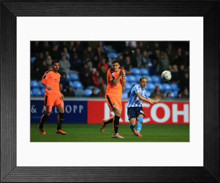 Framed Print : Jodi Jones Charges Forward Against Colchester United Defenders - Coventry City vs Colchester United, Sky Bet League One, Ricoh Arena Framed Print : Jodi Jones Charges Forward Against Colchester United Defenders - Coventry City vs Colchester United, Sky Bet League One, Ricoh Arena