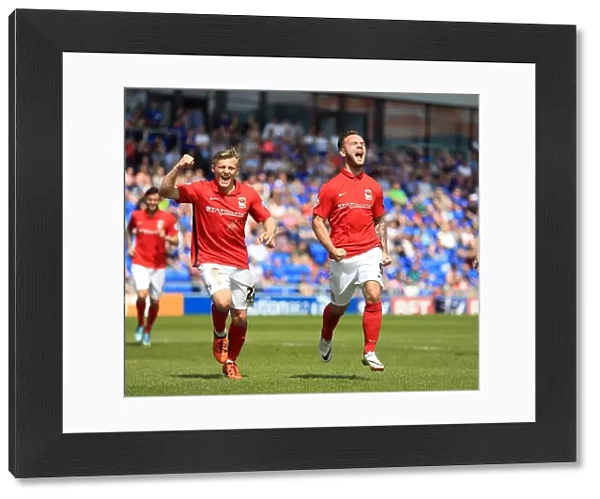 Coventry City's Adam Armstrong and George Thomas Celebrate Second Goal in Sky Bet League One Match vs Oldham Athletic at Sportsdirect Park