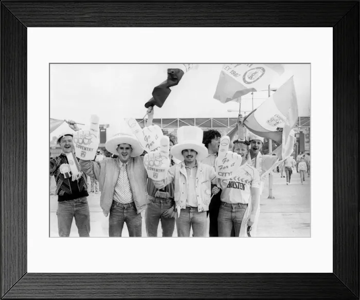 Framed Print : FA Cup Final: Passionate Fans Wave Flags and Foam Fingers at Wembley Stadium - Tottenham Hotspur vs Coventry City Framed Print : FA Cup Final: Passionate Fans Wave Flags and Foam Fingers at Wembley Stadium - Tottenham Hotspur vs Coventry City