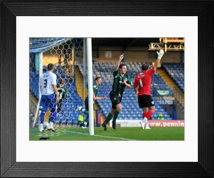 Framed Print : Coventry City's Roy O'Donovan Celebrates Goal in Carling Cup First Round Clash Against Bury at Gigg Lane Framed Print : Coventry City's Roy O'Donovan Celebrates Goal in Carling Cup First Round Clash Against Bury at Gigg Lane