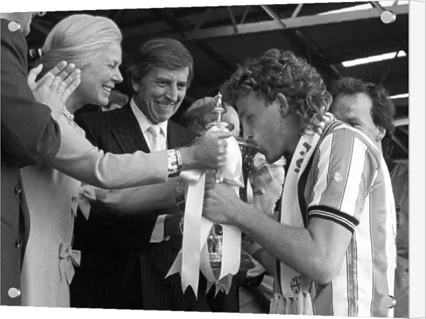 Coventry City FC's Glorious FA Cup Victory: Brian Kilcline's Emotional Moment with the FA Cup and the Duchess of Kent (16th May 1987: Coventry City vs. Tottenham Hotspur at Wembley Stadium)