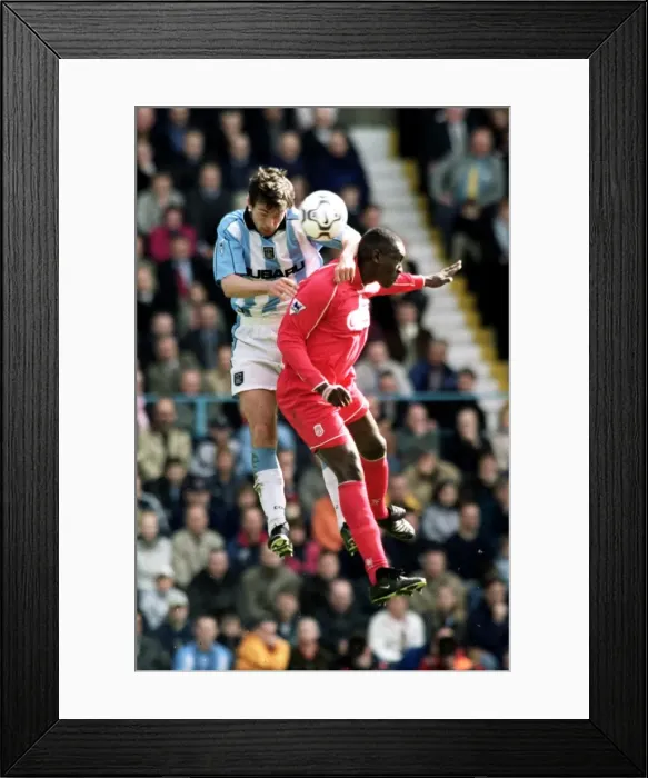 Framed Print : Clash of Heads: Coventry City's Gary Breen vs Liverpool's Emile Heskey (FA Carling Premiership, 28-04-2001) Framed Print : Clash of Heads: Coventry City's Gary Breen vs Liverpool's Emile Heskey (FA Carling Premiership, 28-04-2001)