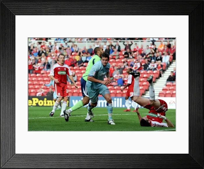 Framed Print : Lucas Jutkiewicz's Historic First Goal for Coventry City in Championship Match Against Middlesbrough (2011) Framed Print : Lucas Jutkiewicz's Historic First Goal for Coventry City in Championship Match Against Middlesbrough (2011)