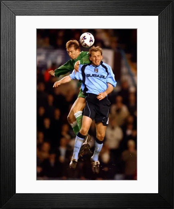 Framed Print : Clash of Heads: Paul Trollope vs. David Livermore, Coventry City vs. Millwall, Nationwide League Division One (April 12, 2002) Framed Print : Clash of Heads: Paul Trollope vs. David Livermore, Coventry City vs. Millwall, Nationwide League Division One (April 12, 2002)