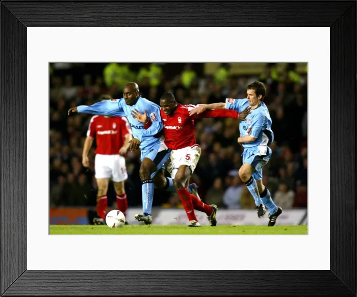 Framed Print : Coventry City vs Nottingham Forest: A Closer Look - Dele Adebola and Michael Doyle Pressuring Darryl Powell (Championship, 2005) Framed Print : Coventry City vs Nottingham Forest: A Closer Look - Dele Adebola and Michael Doyle Pressuring Darryl Powell (Championship, 2005)