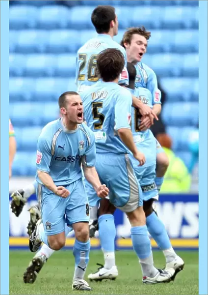 Coventry City Celebrates Jay Tabbs Goal Against Norwich City in Coca-Cola Championship (08-03-2008)