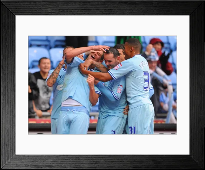 Framed Print : Lukas Jutkiewicz Scores Penalty for Coventry City Against Derby County in Championship Match
