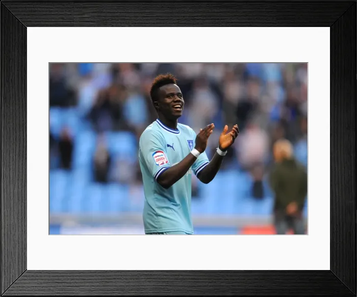 Framed Print : Coventry City FC's Gael Bigirimana Celebrates Championship Victory Over Derby County (10-09-2011) Framed Print : Coventry City FC's Gael Bigirimana Celebrates Championship Victory Over Derby County (10-09-2011)