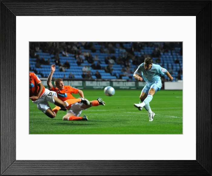 Framed Print : Gary Deegan Scores the Equalizer: Coventry City vs. Blackpool in Npower Championship (September 27, 2011, Ricoh Arena) Framed Print : Gary Deegan Scores the Equalizer: Coventry City vs. Blackpool in Npower Championship (September 27, 2011, Ricoh Arena)