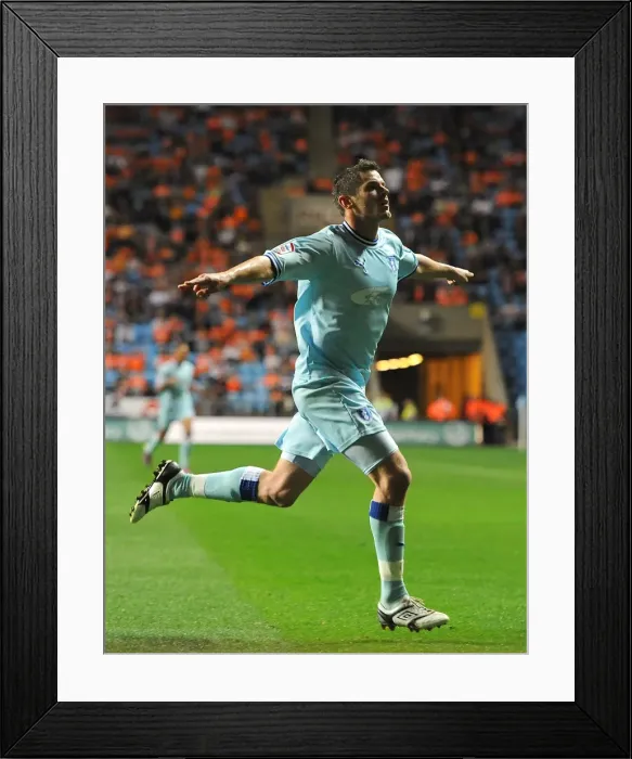 Framed Print : Coventry City's Lucas Jutkiewicz Scores Second Goal Against Blackpool in Npower Championship (27-09-2011, Ricoh Arena) Framed Print : Coventry City's Lucas Jutkiewicz Scores Second Goal Against Blackpool in Npower Championship (27-09-2011, Ricoh Arena)