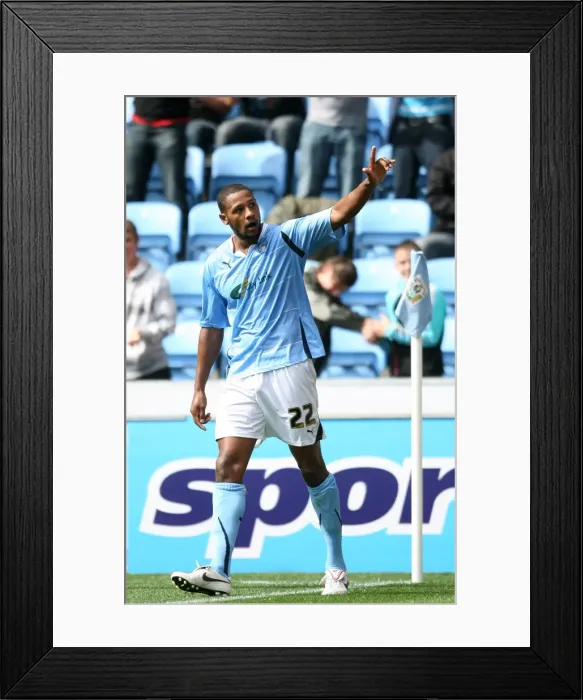 Framed Print : Coventry City's Clive Platt Celebrates Goal Against Leicester City in Npower Championship (11-09-2010, Ricoh Arena) Framed Print : Coventry City's Clive Platt Celebrates Goal Against Leicester City in Npower Championship (11-09-2010, Ricoh Arena)