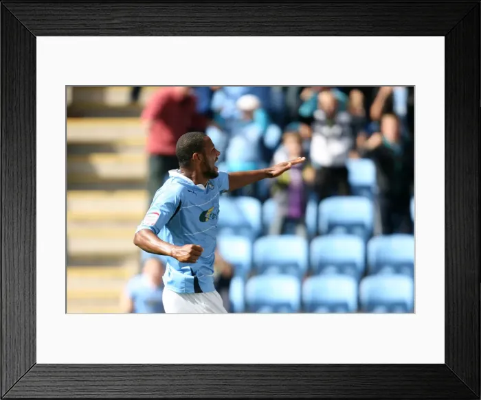 Framed Print : Clive Platt's Thrilling Goal: Coventry City vs. Leicester City (Npower Championship, September 11, 2010, Ricoh Arena) Framed Print : Clive Platt's Thrilling Goal: Coventry City vs. Leicester City (Npower Championship, September 11, 2010, Ricoh Arena)