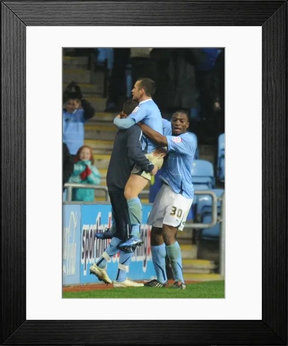 Framed Print : Michael Doyle Scores the Thrilling Winning Goal for Coventry City against Burnley (November 20, 2010, Ricoh Arena) Framed Print : Michael Doyle Scores the Thrilling Winning Goal for Coventry City against Burnley (November 20, 2010, Ricoh Arena)