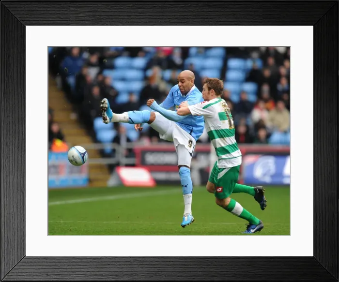 Framed Print : Clash at Ricoh Arena: Coventry City vs. Queens Park Rangers - Marlon King vs. Kaspars Gorkss