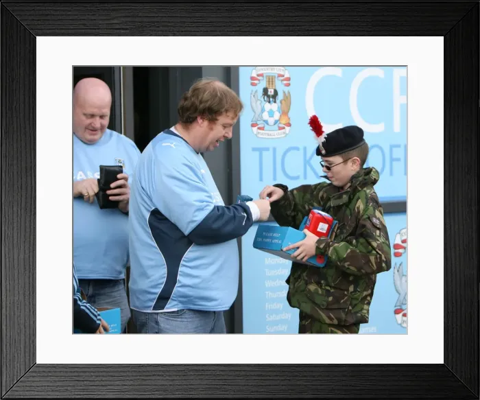 Framed Print : Coventry City FC vs Reading in the Championship: Fans Honor Remembrance Day with Poppies at Ricoh Arena Framed Print : Coventry City FC vs Reading in the Championship: Fans Honor Remembrance Day with Poppies at Ricoh Arena