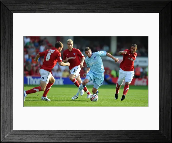 Framed Print : Coventry City vs Barnsley: Lucas Jutkiewicz Faces Off Against Stephen Foster and Nathan Doyle at Oakwell Stadium, Npower Football League Championship (1st October 2011) Framed Print : Coventry City vs Barnsley: Lucas Jutkiewicz Faces Off Against Stephen Foster and Nathan Doyle at Oakwell Stadium, Npower Football League Championship (1st October 2011)