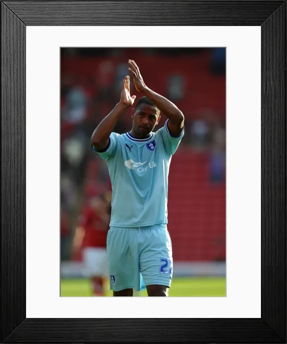 Framed Print : Clive Platt's Heartfelt Applause: Coventry City's Victory at Oakwell Stadium (Barnsley v Coventry City, Npower Football League Championship - 01-10-2011)