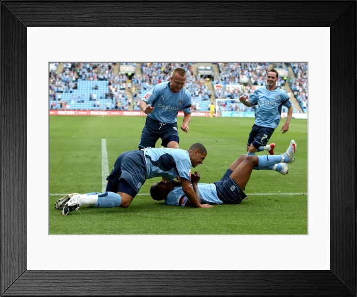 Framed Print : Clinton Morrison's Euphoric Moment: First Goal for Coventry City Against Ipswich Town (09-08-2009), Ricoh Arena Framed Print : Clinton Morrison's Euphoric Moment: First Goal for Coventry City Against Ipswich Town (09-08-2009), Ricoh Arena