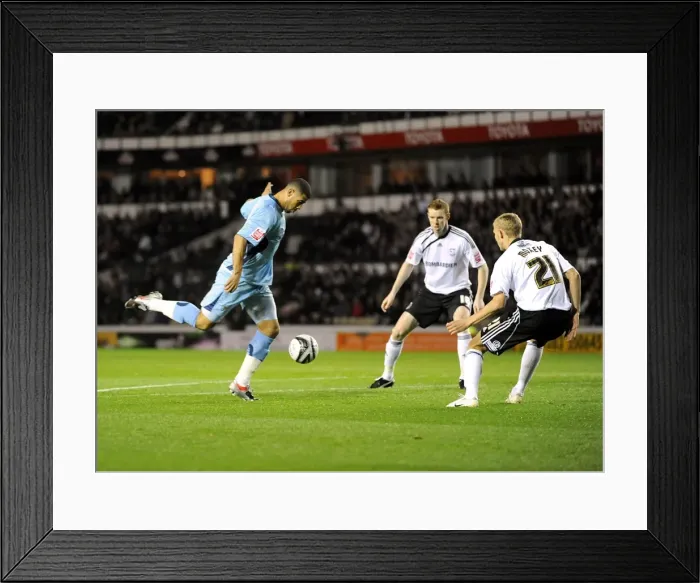 Framed Print : Leon Best Scores Opening Goal: Coventry City vs. Derby County in Championship Match (06-11-2009) Framed Print : Leon Best Scores Opening Goal: Coventry City vs. Derby County in Championship Match (06-11-2009)