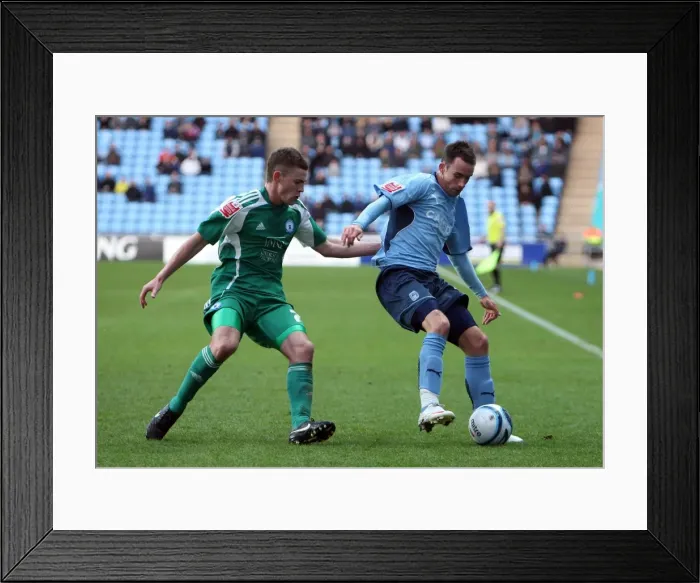 Framed Print : Coventry City vs. Peterborough United: Championship Clash at Ricoh Arena - McIndoe vs. Coutts (December 2009)