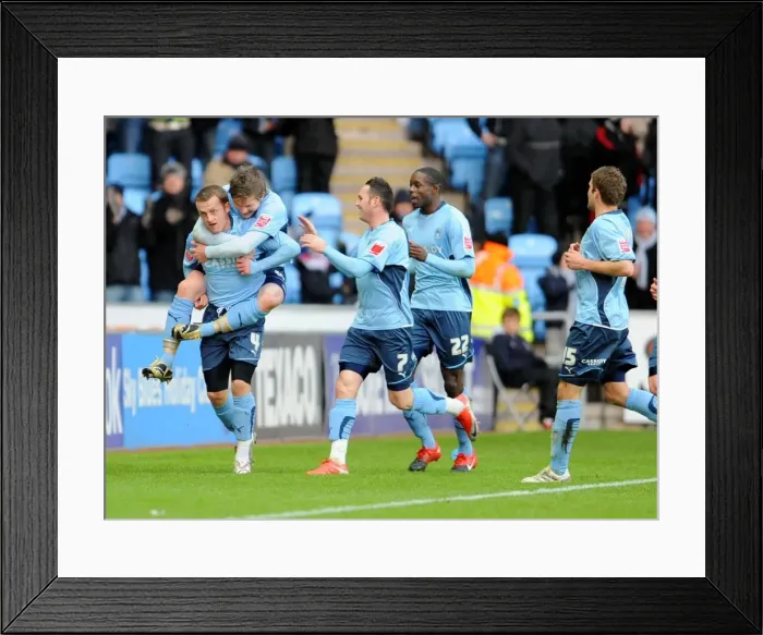 Framed Print : Coventry City FC: Sammy Clingan Scores Second Goal vs Barnsley in Coca-Cola Championship (09-01-2010) Framed Print : Coventry City FC: Sammy Clingan Scores Second Goal vs Barnsley in Coca-Cola Championship (09-01-2010)