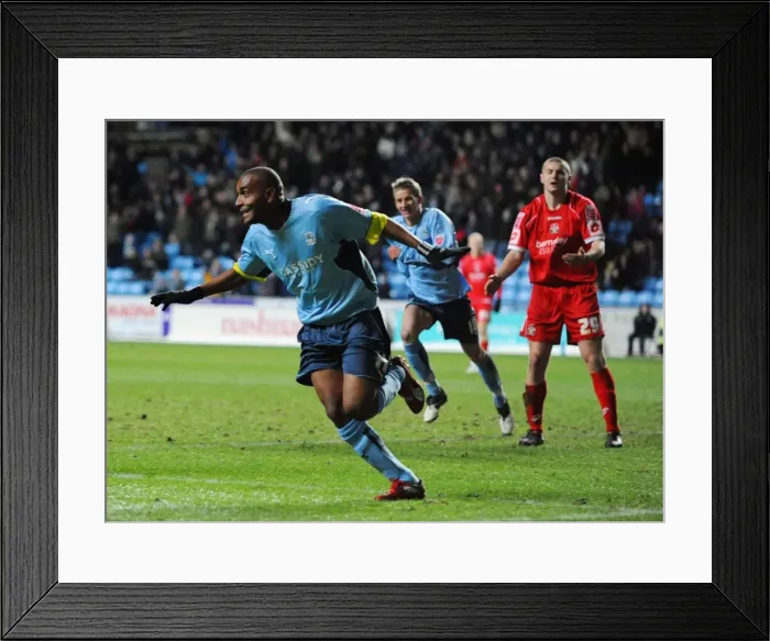 Framed Print : Clinton Morrison's Hat-Trick: Coventry City's Triumph Over Barnsley in Coca-Cola Championship (09-01-2010)
