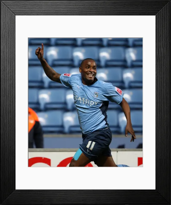 Framed Print : Clinton Morrison's Thrilling First Goal: Coventry City vs. Cardiff City (Championship, 16-03-2010) Framed Print : Clinton Morrison's Thrilling First Goal: Coventry City vs. Cardiff City (Championship, 16-03-2010)