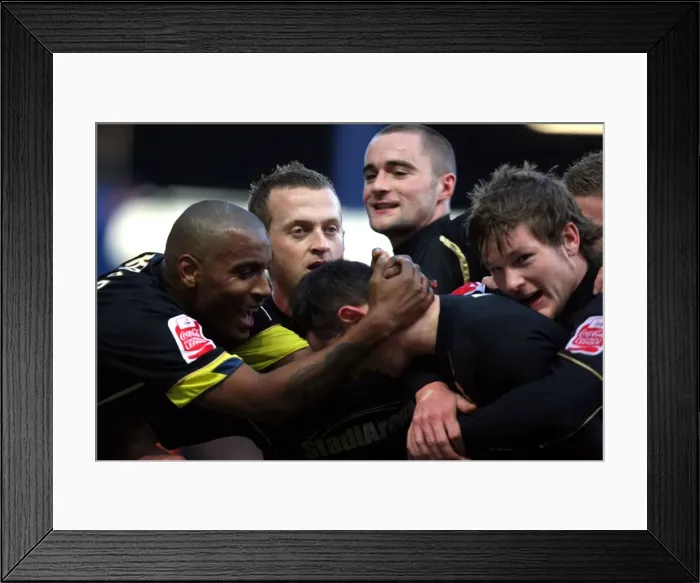 Framed Print : Coventry City's David Bell Celebrates FA Cup Third Round Goal at Fratton Park Framed Print : Coventry City's David Bell Celebrates FA Cup Third Round Goal at Fratton Park