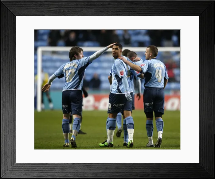 Framed Print : Coventry City FC: Leon Best Scores First Goal Against Portsmouth in FA Cup Third Round Replay Framed Print : Coventry City FC: Leon Best Scores First Goal Against Portsmouth in FA Cup Third Round Replay