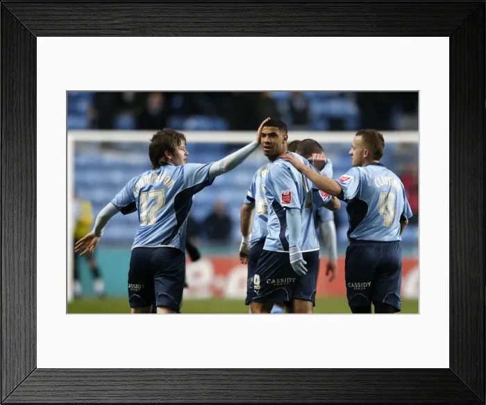 Framed Print : Leon Best Scores the Opener: Coventry City's FA Cup Upset Against Portsmouth (12-01-2010) Framed Print : Leon Best Scores the Opener: Coventry City's FA Cup Upset Against Portsmouth (12-01-2010)
