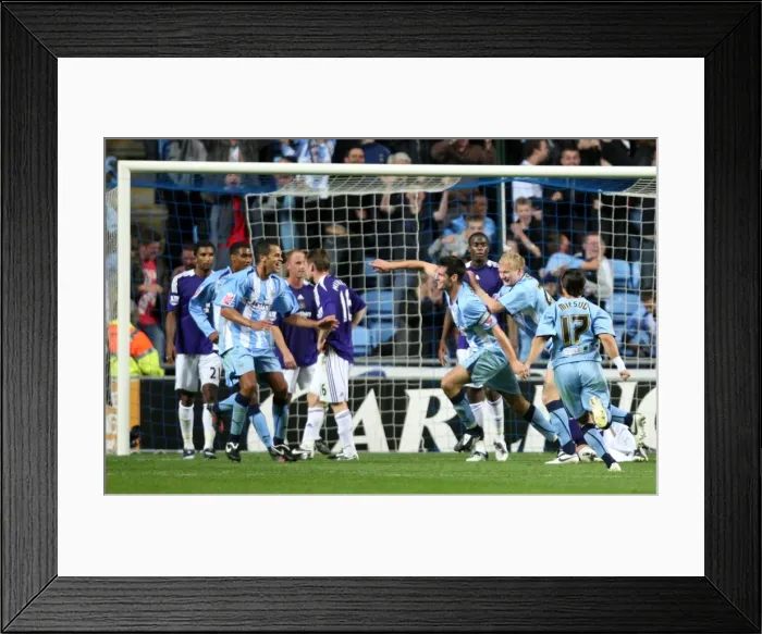 Framed Print : Coventry City FC vs Newcastle United: Scott Dann Scores the Equalizer in Carling Cup Second Round at Ricoh Arena (2008) Framed Print : Coventry City FC vs Newcastle United: Scott Dann Scores the Equalizer in Carling Cup Second Round at Ricoh Arena (2008)