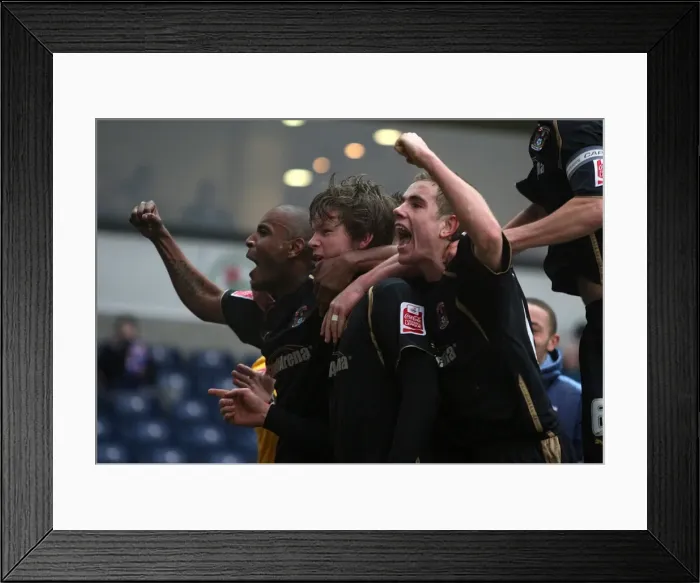 Framed Print : Coventry City FC's Aron Gunnarsson Scores Second Goal vs. Blackburn Rovers in FA Cup Fifth Round (Feb 14, 2009)